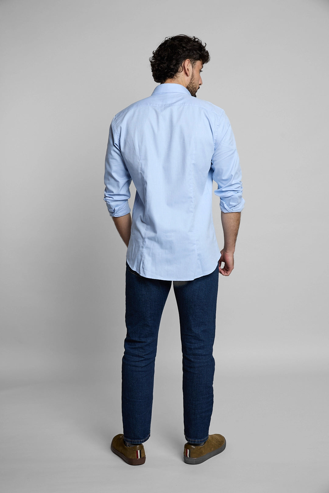 Camisa herringbone azul claro