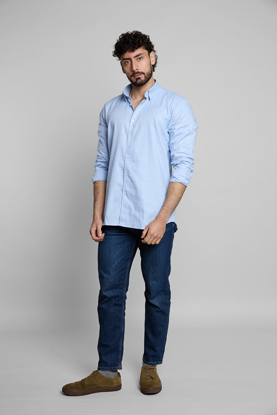 Camisa herringbone azul claro