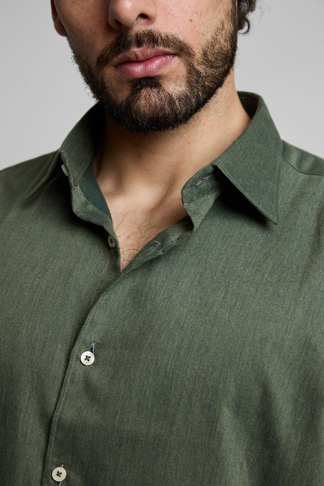 Camisa twill peach verde