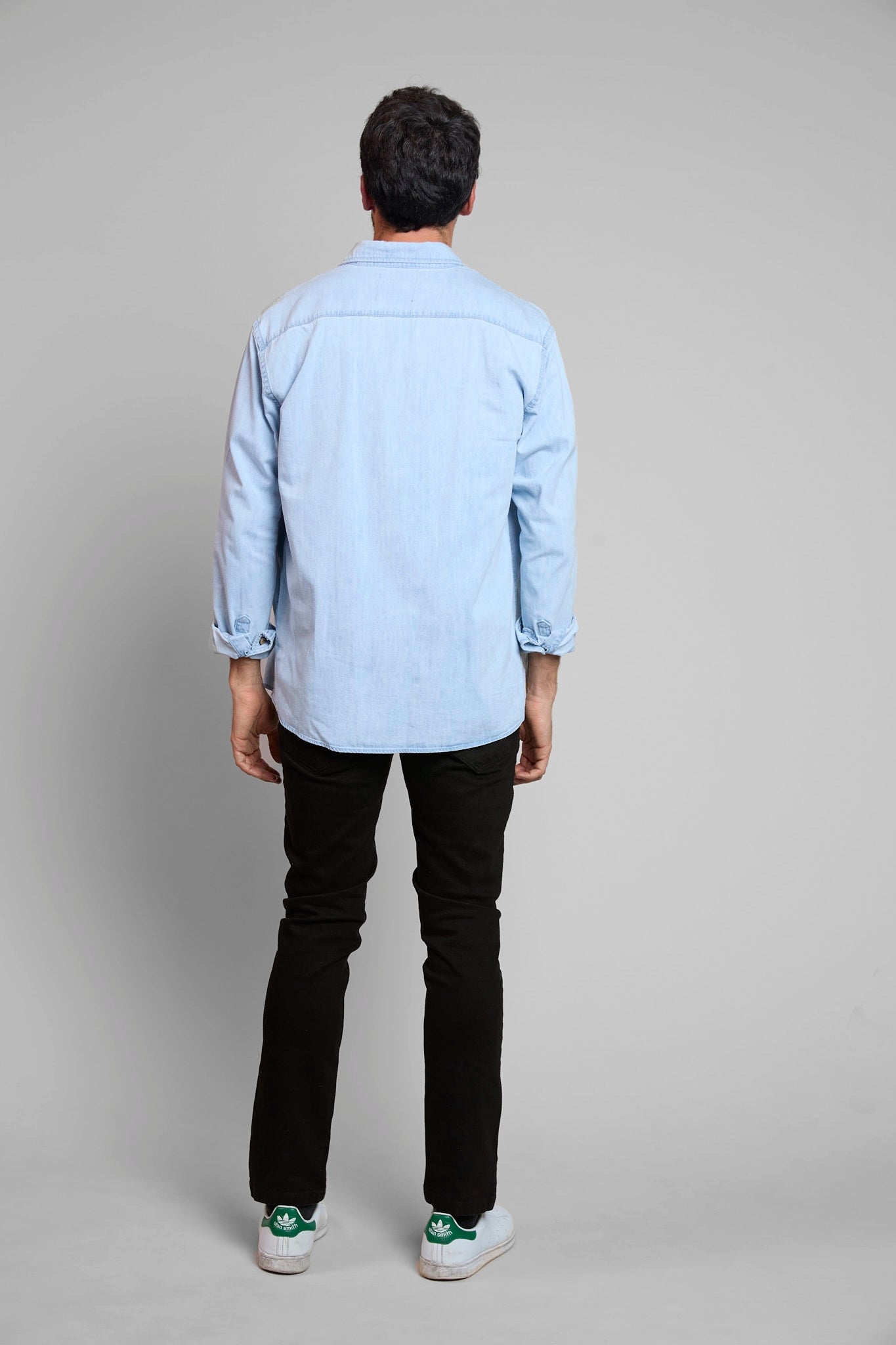 Camisa hombre algodón regular fit manga larga color azul claro