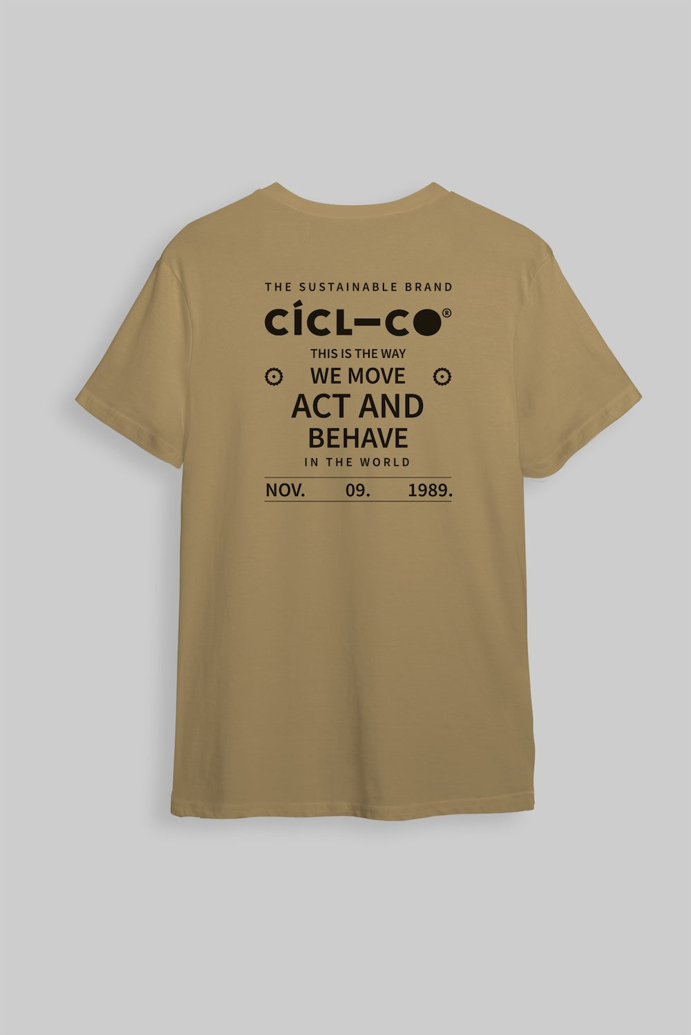 Camiseta hombre algodón orgánico estampado regular fit color café