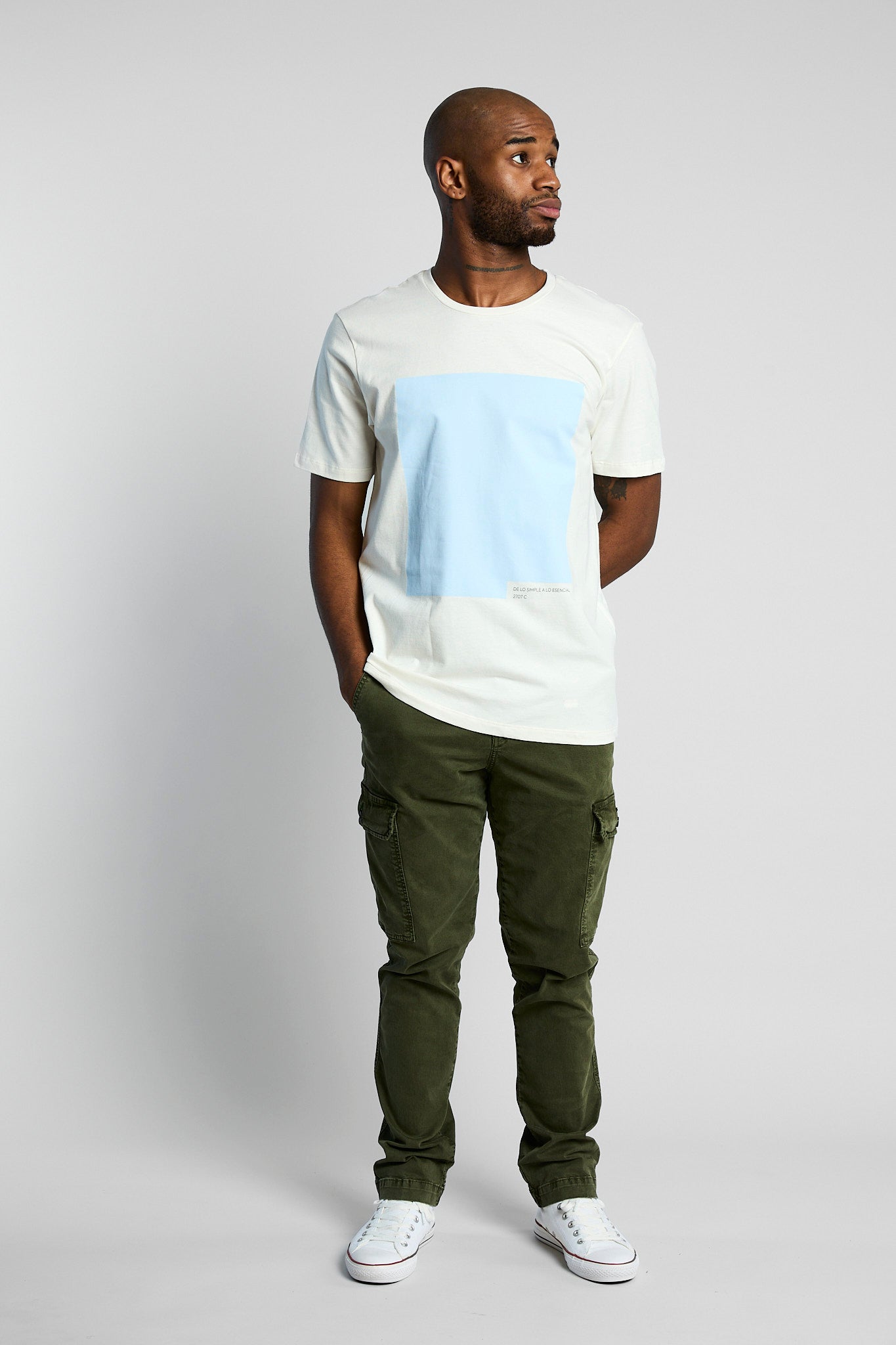 Camiseta hombre algodón orgánico estampado regular fit color blanco