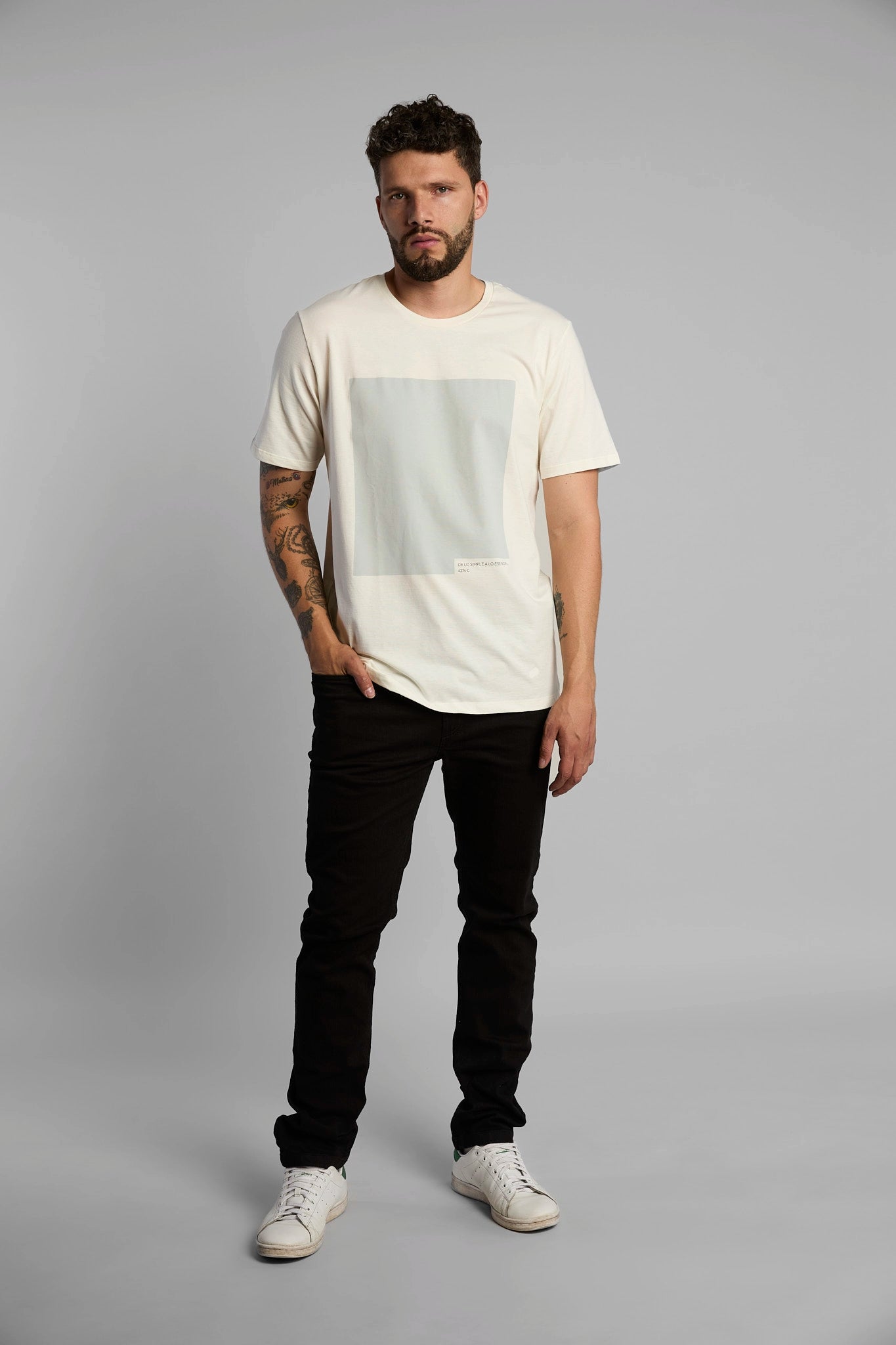 Camiseta hombre algodón orgánico estampado regular fit color blanco
