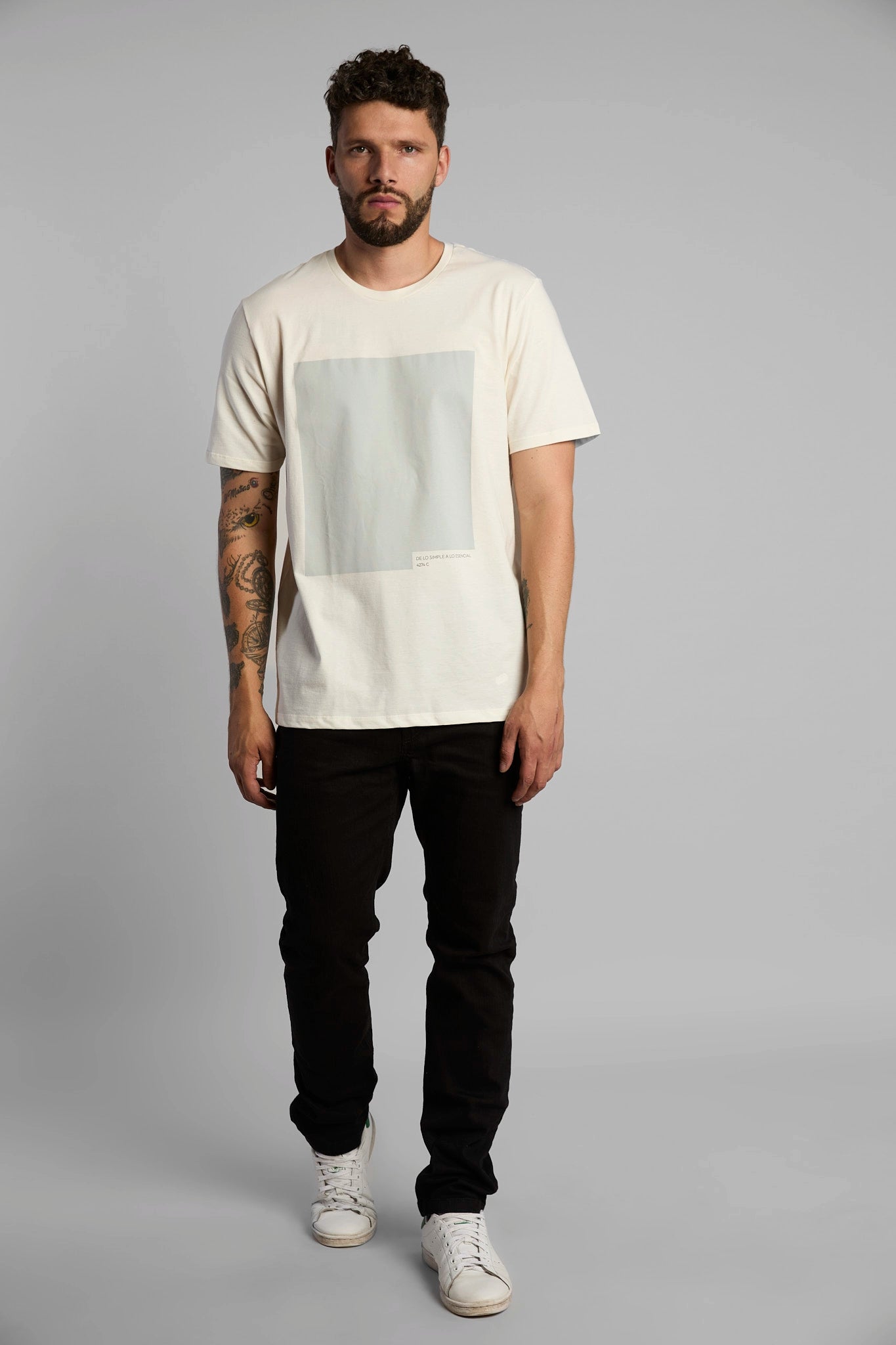 Camiseta hombre algodón orgánico estampado regular fit color blanco