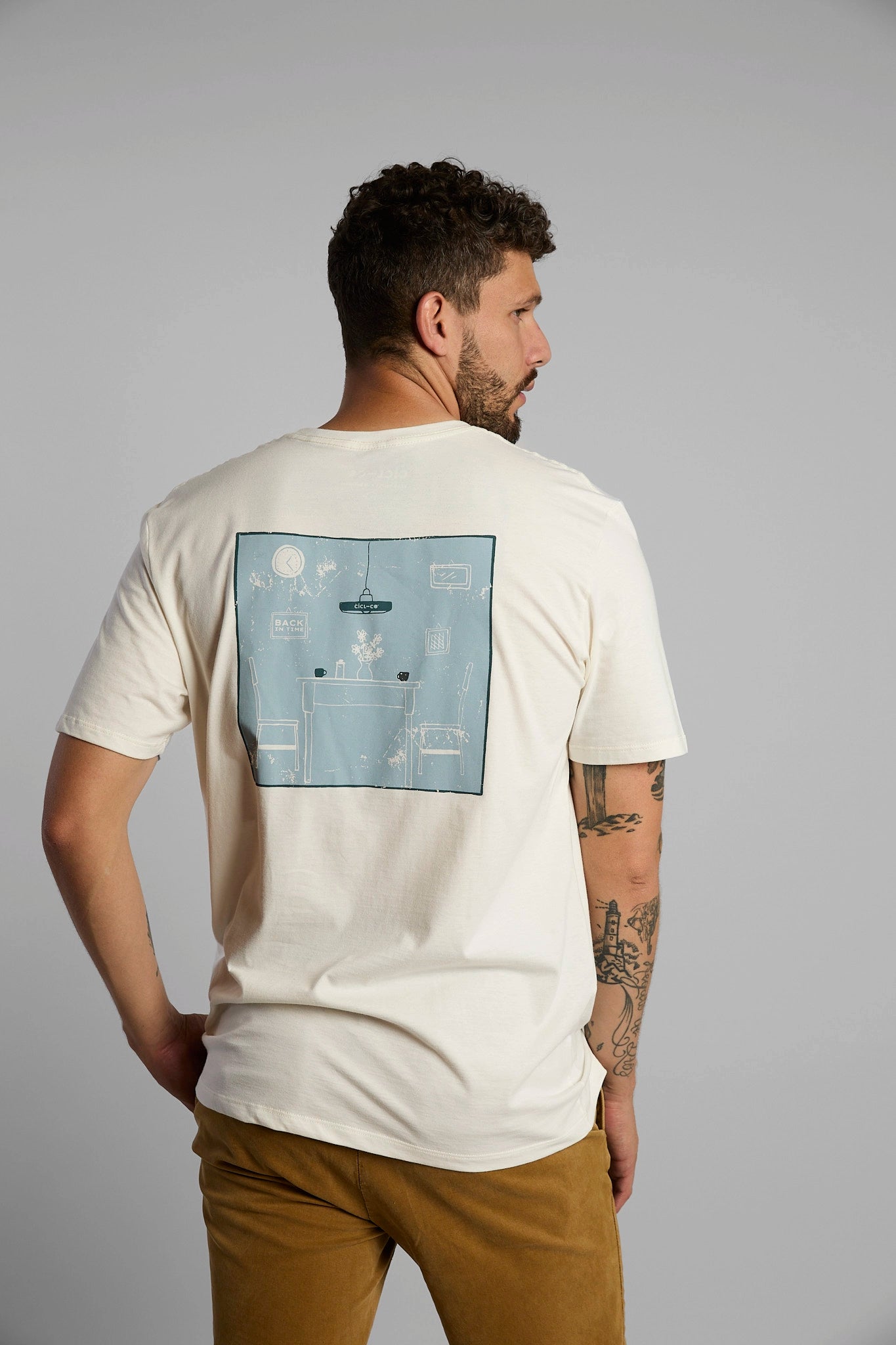 Camiseta hombre algodón orgánico estampado regular fit color blanco