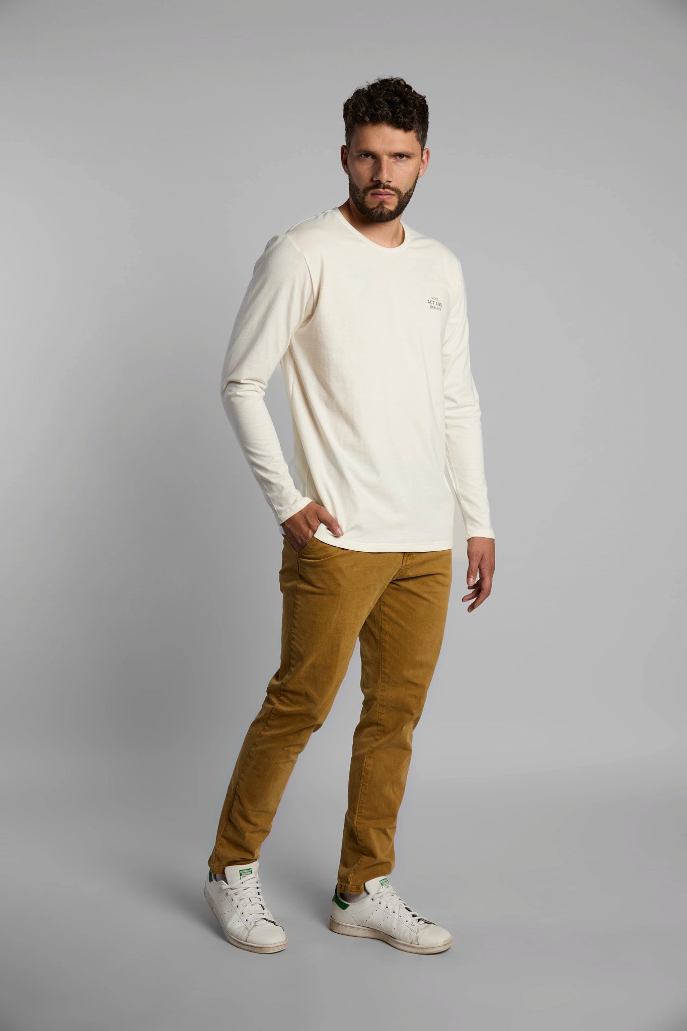 Camiseta hombre algodón orgánico estampado regular fit color blanco