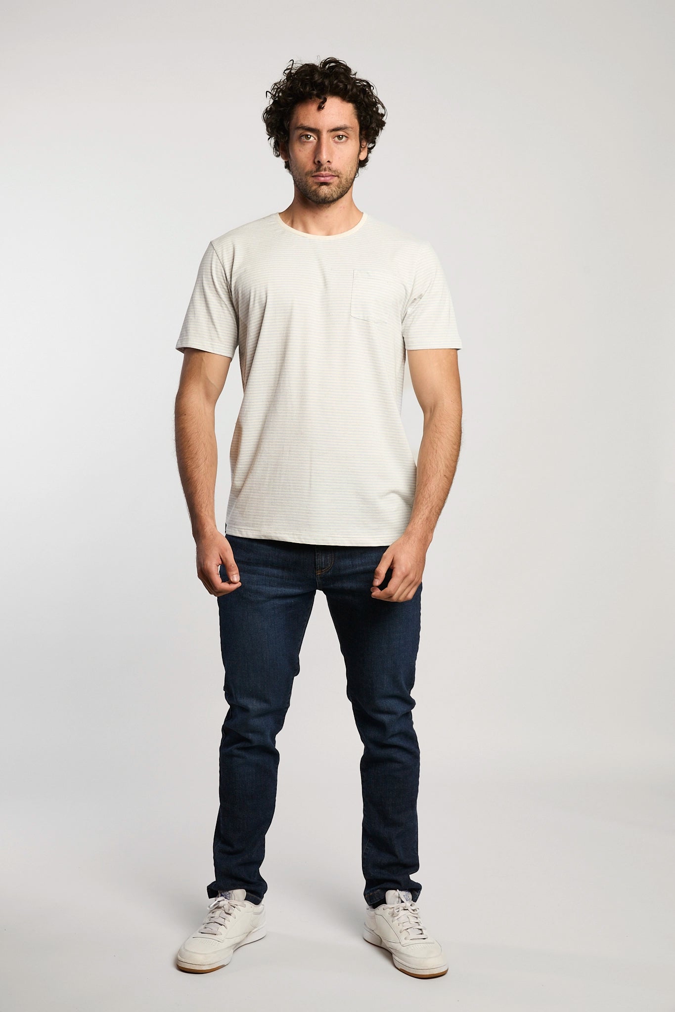 Camiseta Pulsos Ocultos Rayas Azul Claro