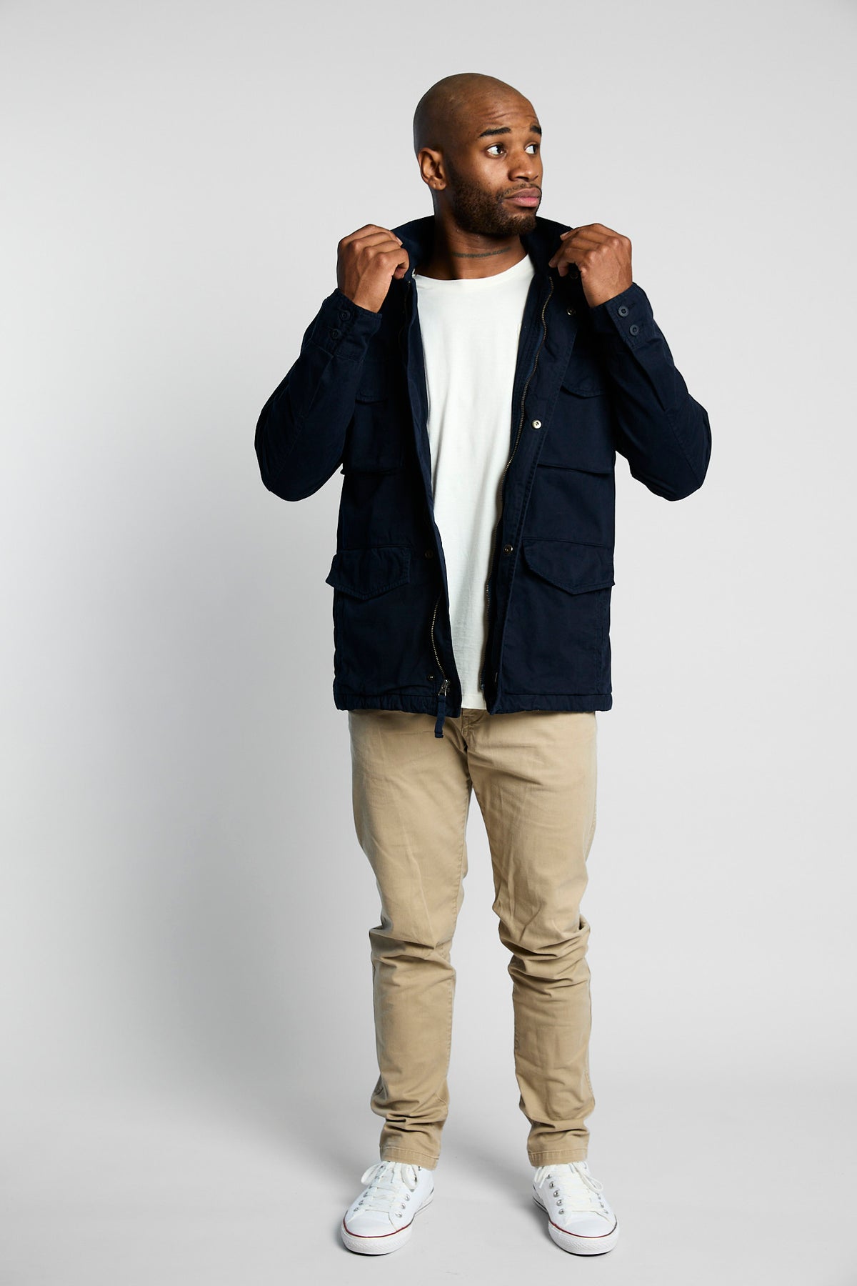 Chaqueta Cargo Azul Oscuro azul — chaqueta sostenible unisex hecha en Colombia, vista | Cíclico
