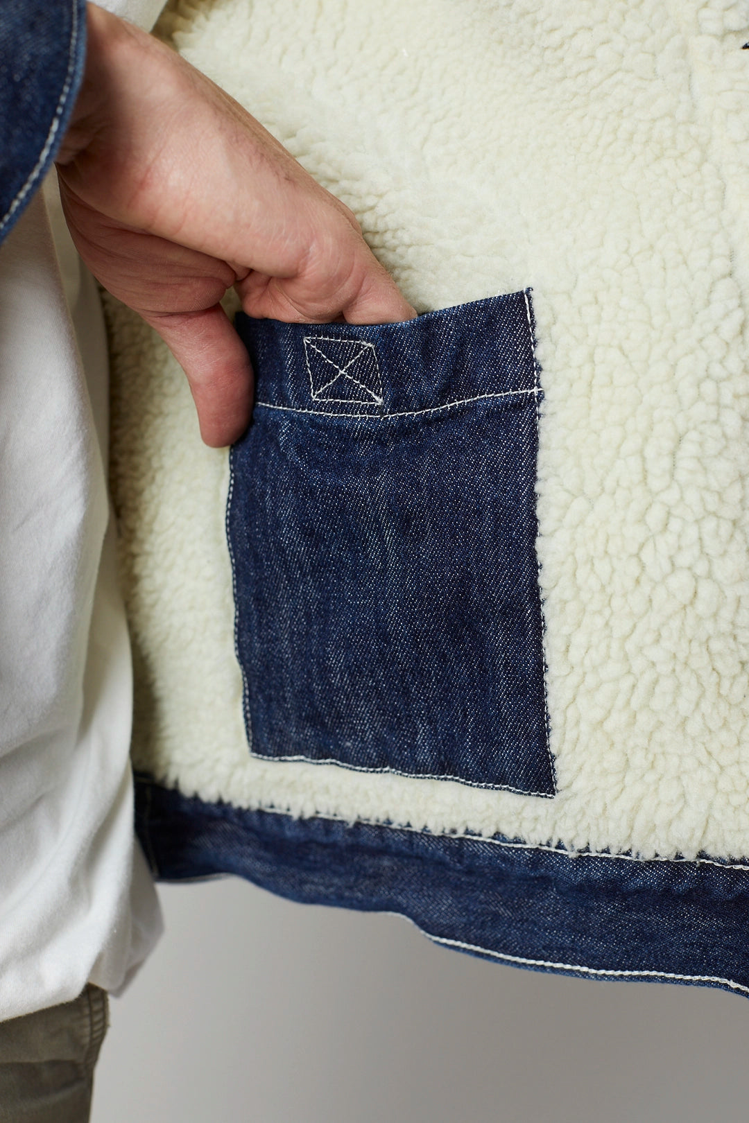 Chaqueta de jean indigo sherpa