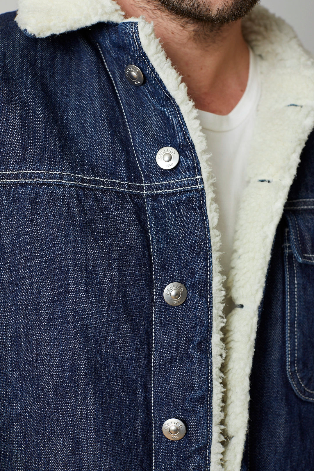Chaqueta de jean indigo sherpa