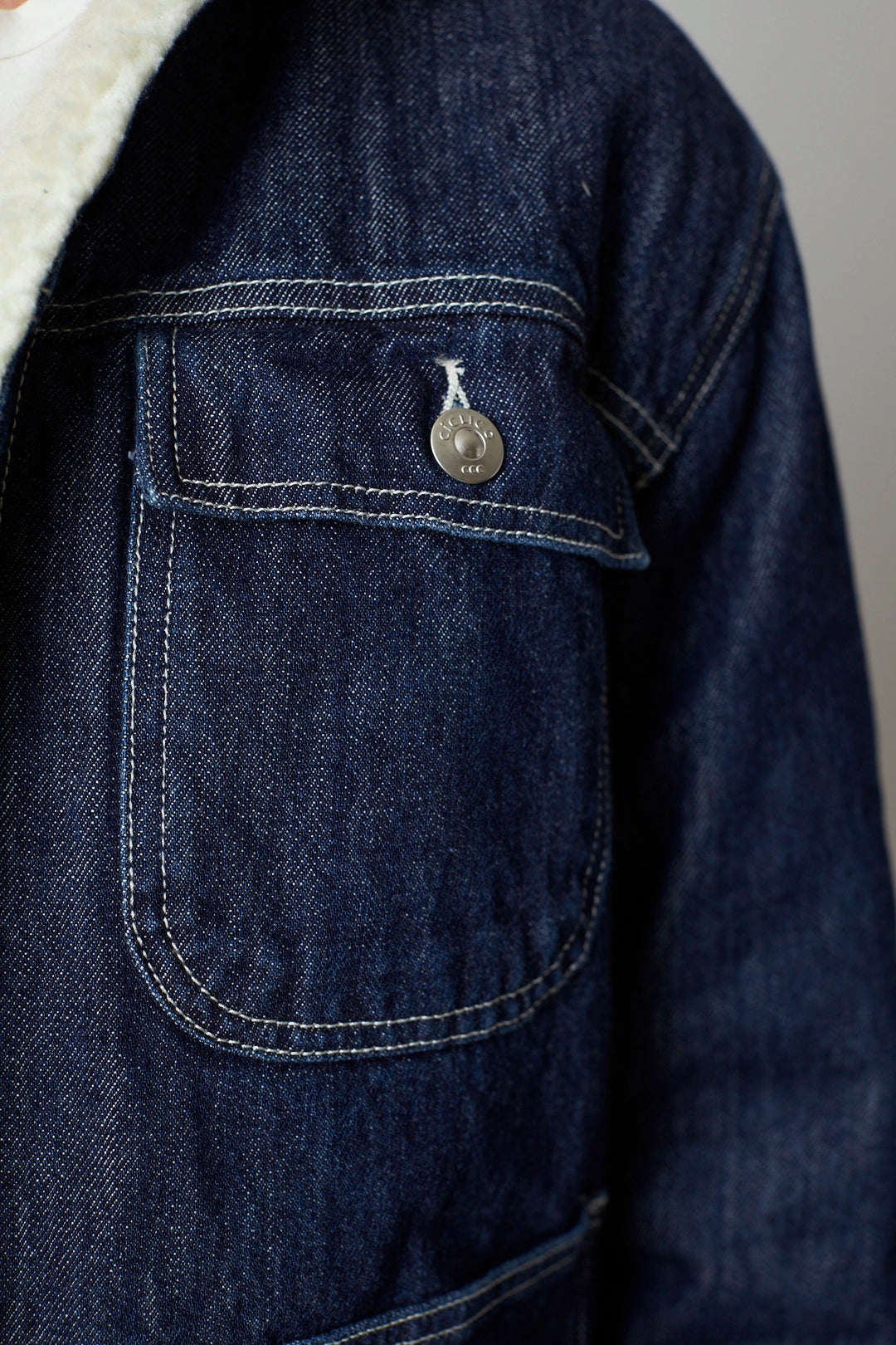Chaqueta de jean indigo sherpa