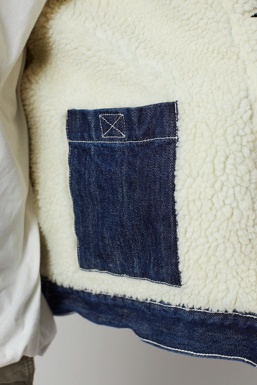 Chaqueta de jean indigo sherpa