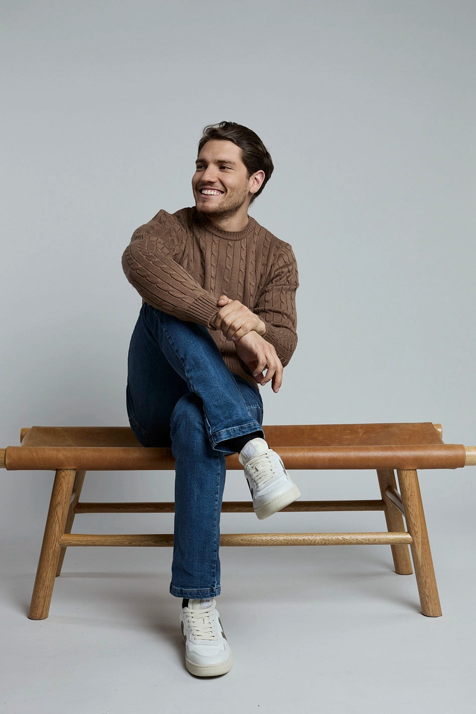 Suéter Hombre Básico Trenzado Café Tabacco