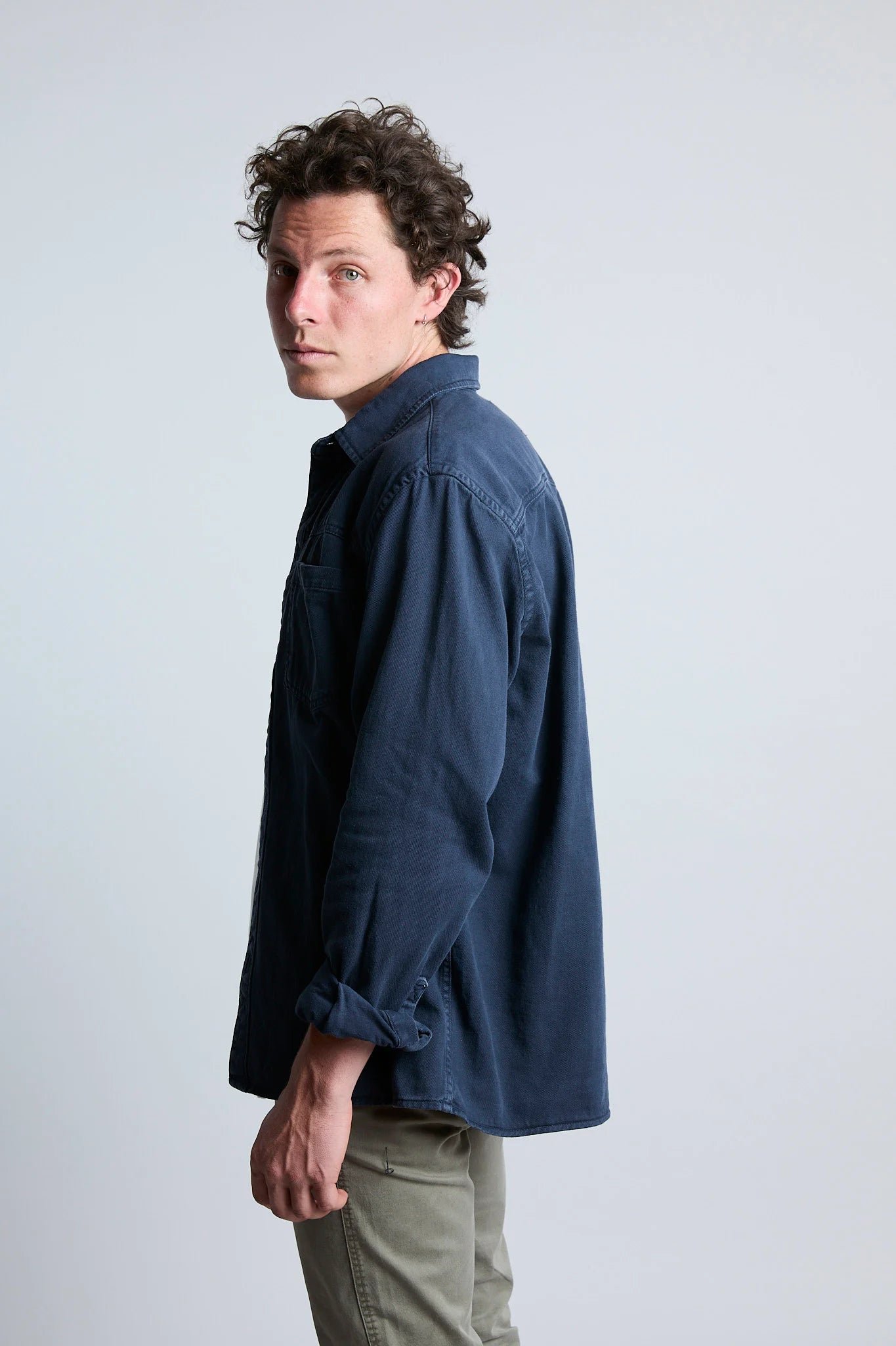 Sobrecamisa hombre algodón color azul oscuro