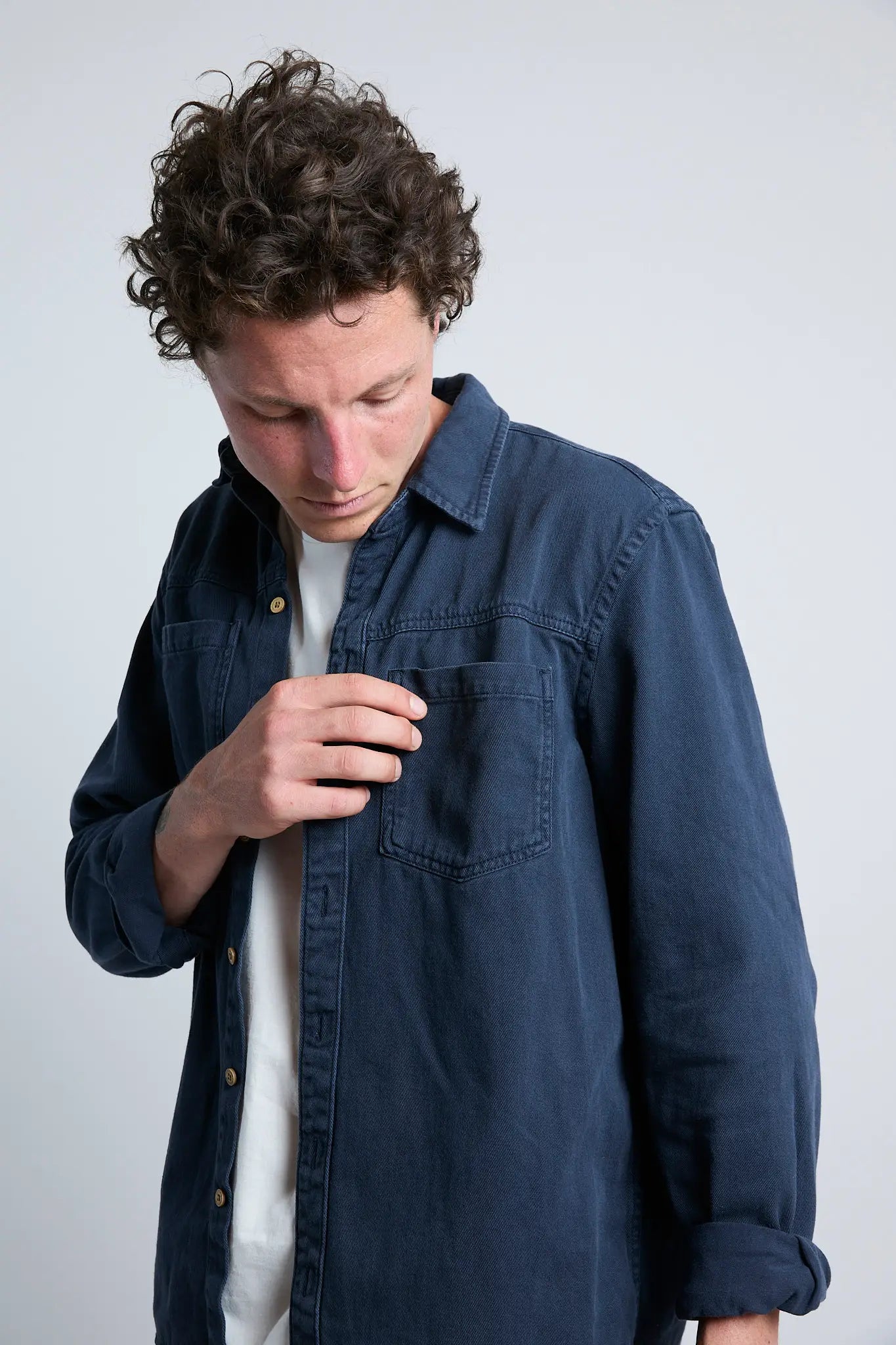 Sobrecamisa hombre algodón color azul oscuro