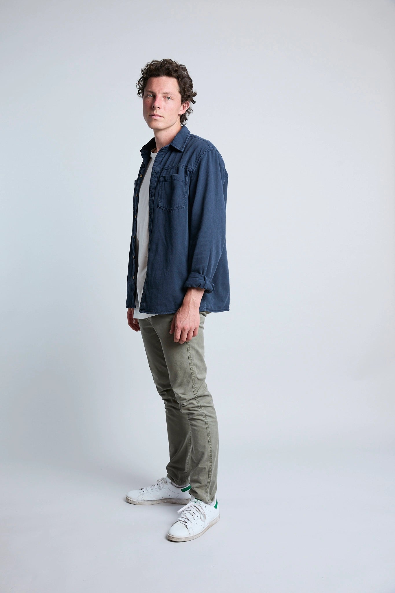 Sobrecamisa hombre algodón color azul oscuro