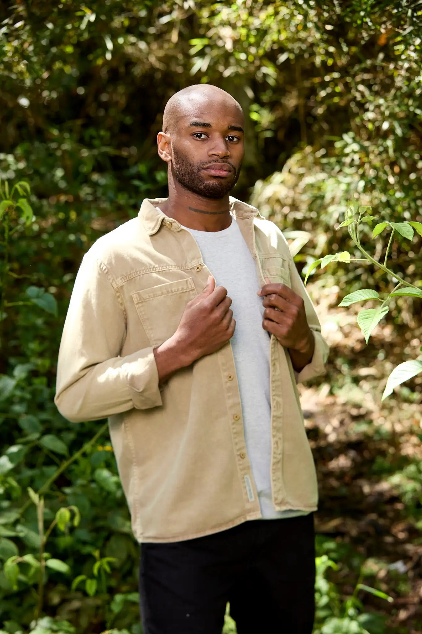 Sobrecamisa hombre algodón color khaki