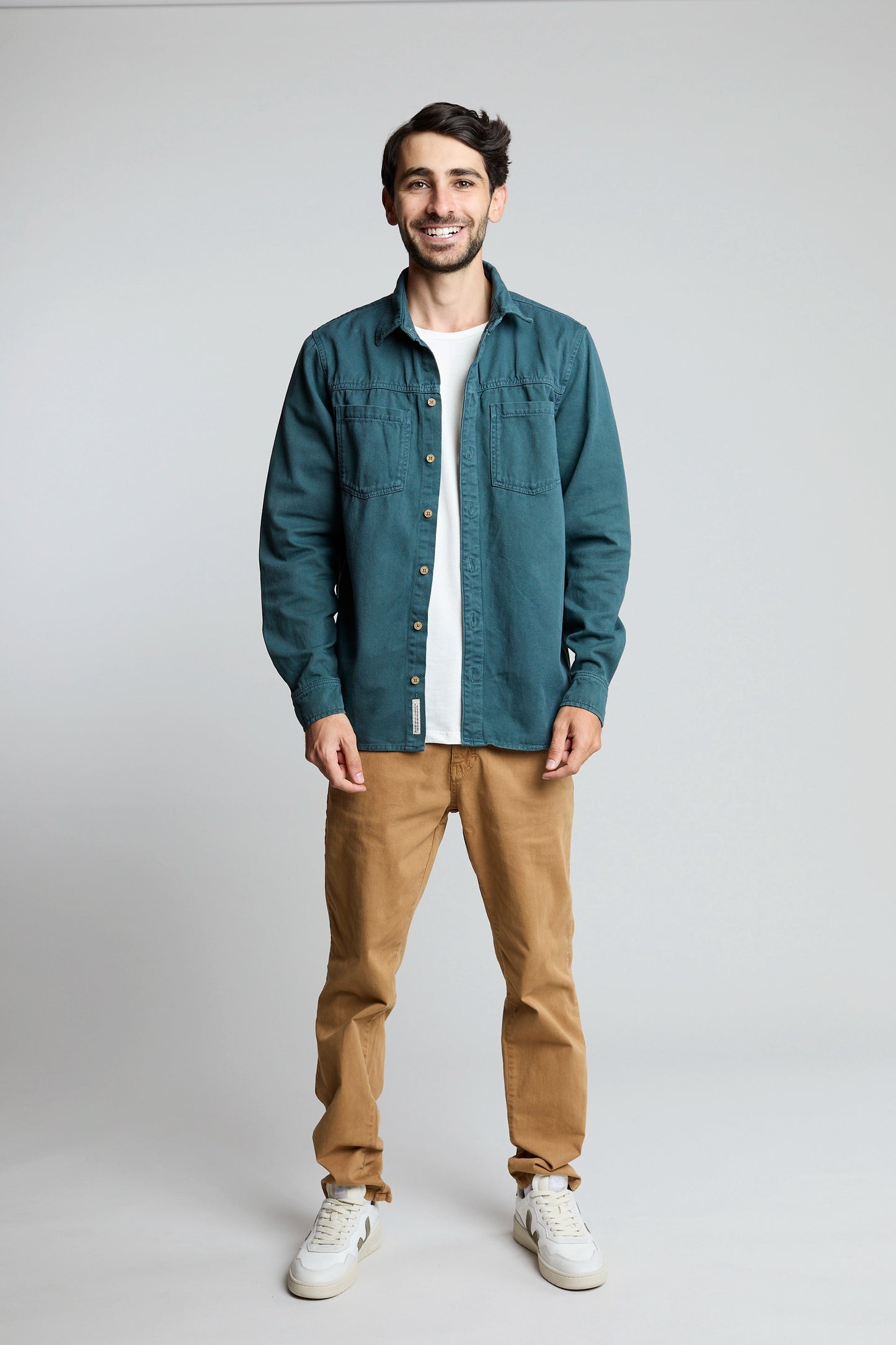 Sobrecamisa verde petróleo