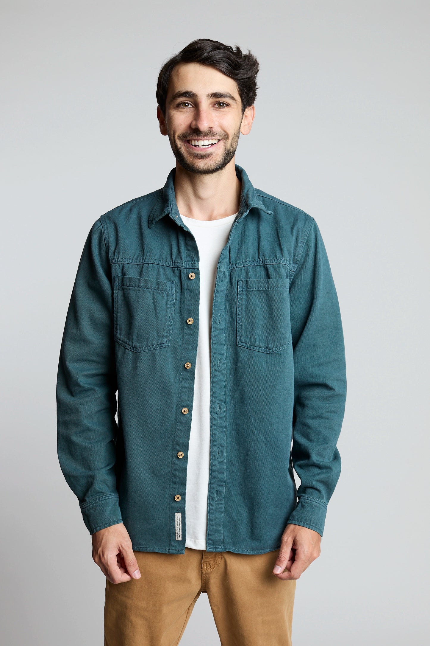 Sobrecamisa verde petróleo