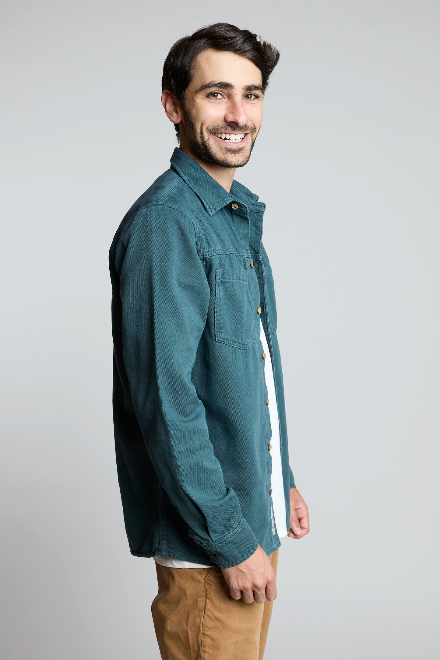 Sobrecamisa verde petróleo