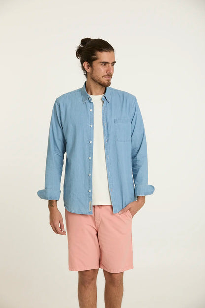 Camisa Jean Button Down Azul Claro