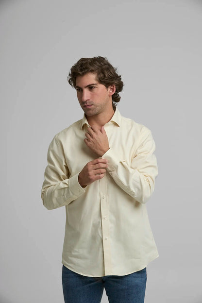 Camisa Hombre Oxford Amarilla