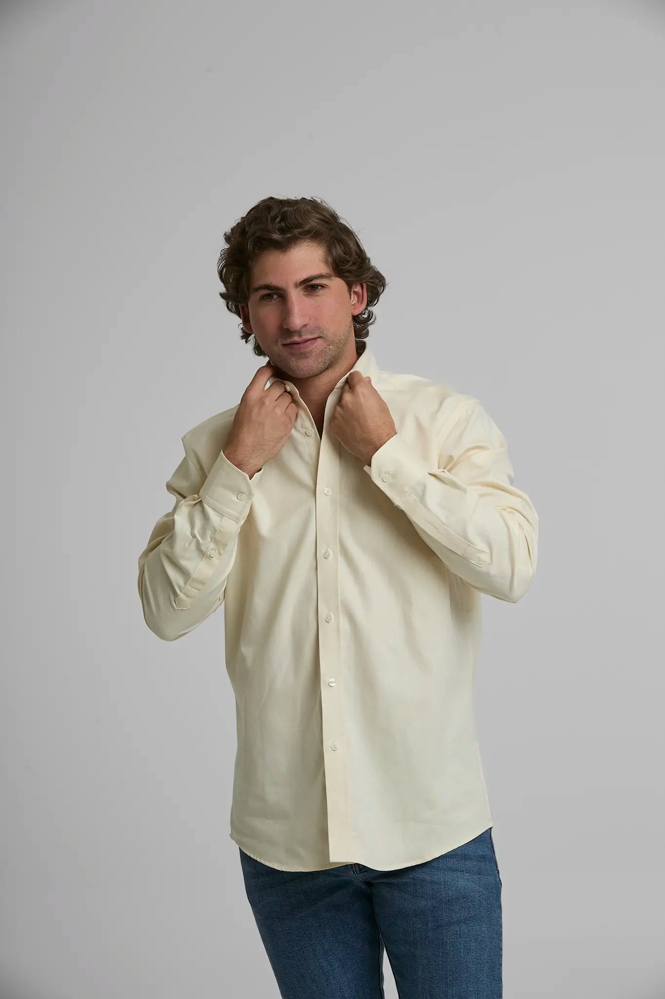 Camisa Hombre Oxford Amarilla