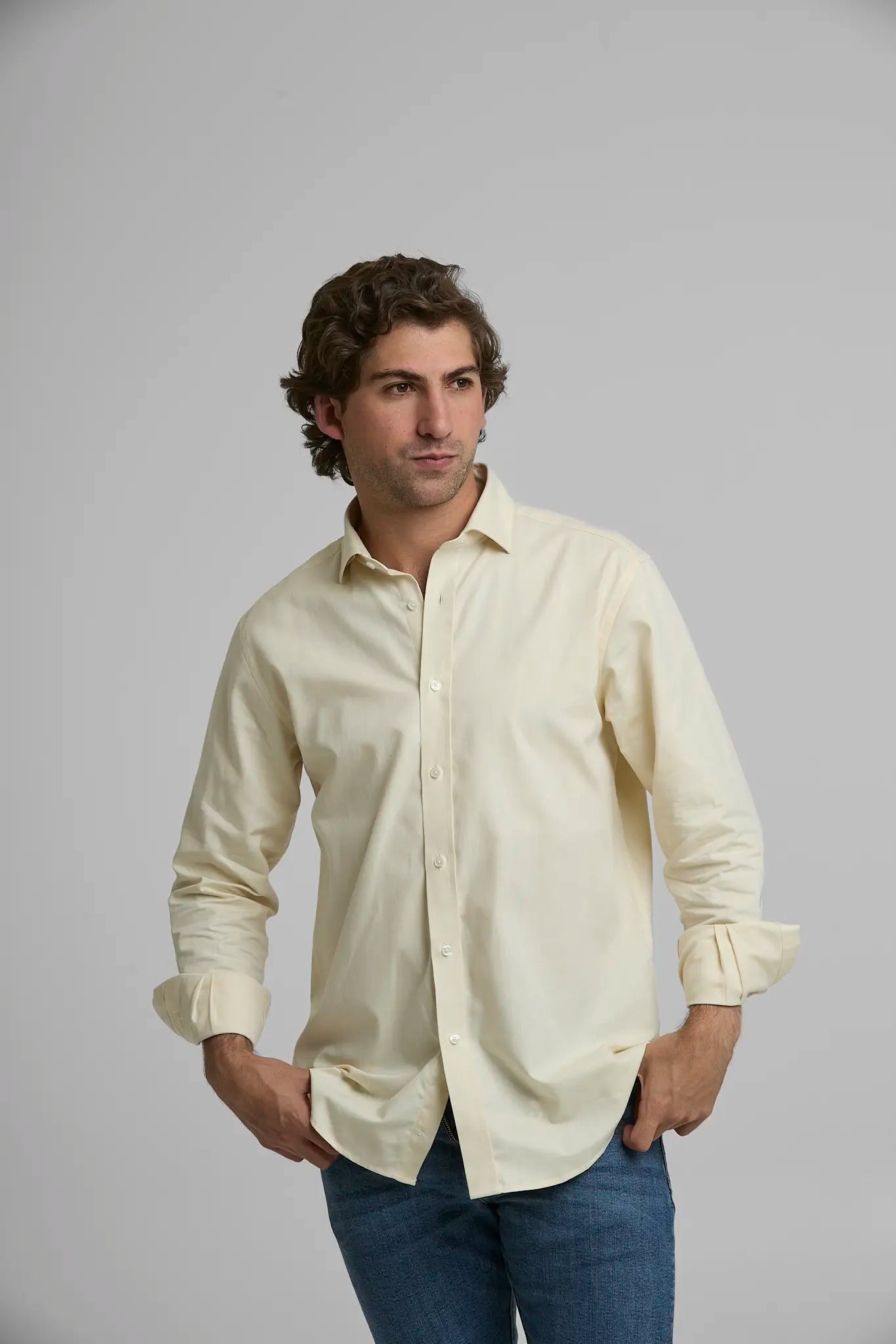 Camisa Hombre Oxford Amarilla