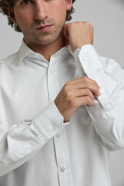 Camisa Hombre Oxford Blanca — camisa sostenible unisex hecha en Colombia, vista | Cíclico
