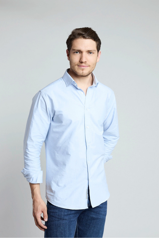 Camisa Hombre Oxford Azul Clara