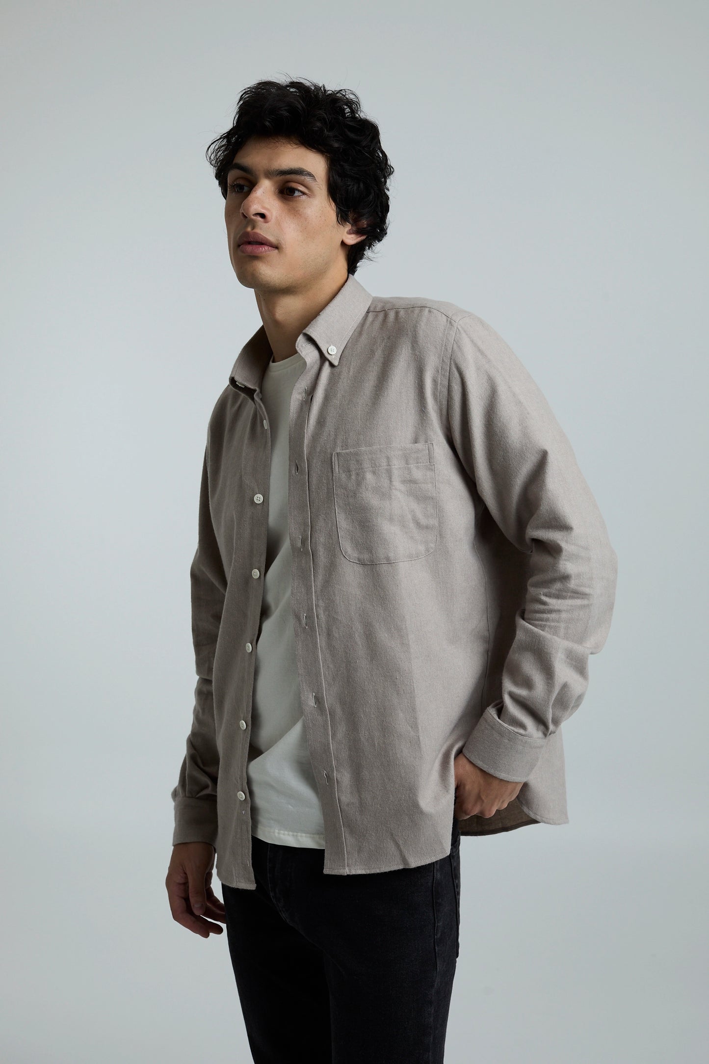 Camisa twill beige
