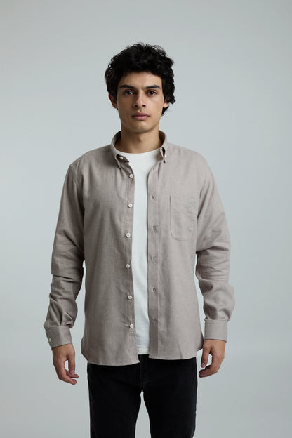 Camisa twill beige