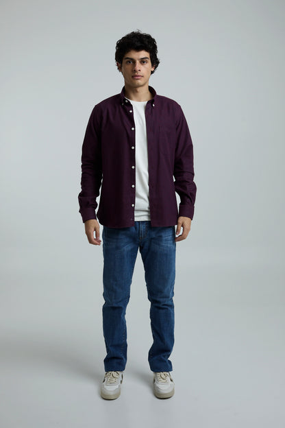 Camisa twill vinotinto