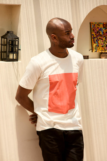 Camiseta hombre algodón orgánico estampado regular fit color blanco