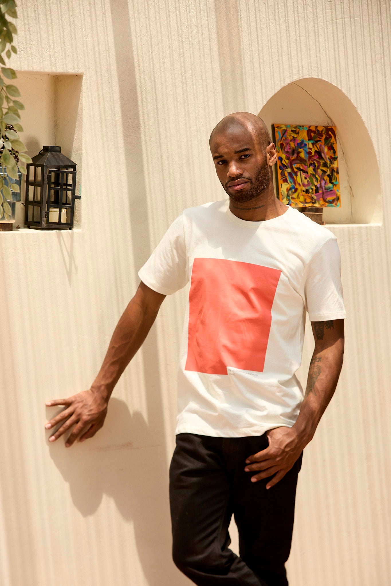 Camiseta hombre algodón orgánico estampado regular fit color blanco