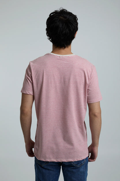 Camiseta Hombre Rayas Roja