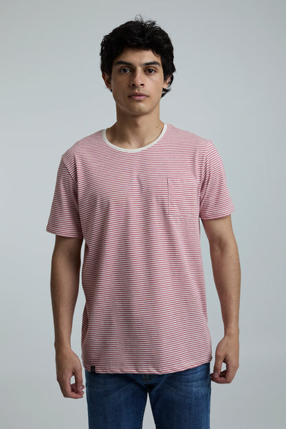 Camiseta Hombre Rayas Roja