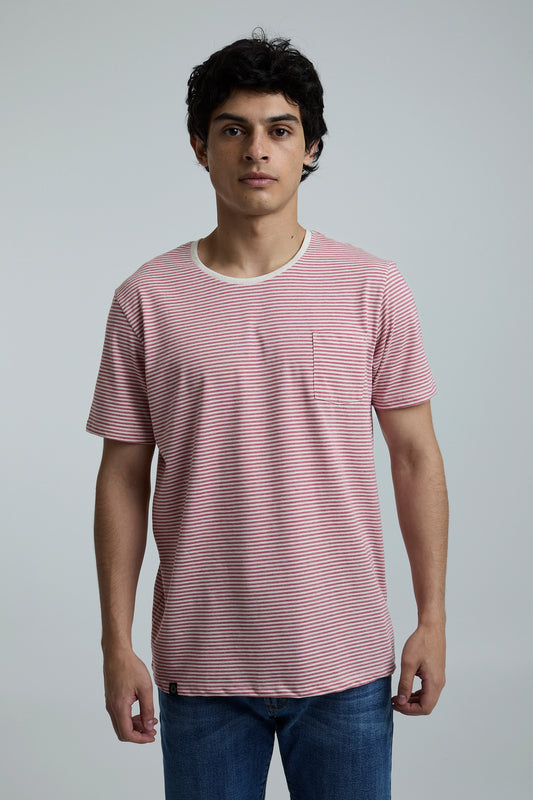 Camiseta Hombre Rayas Roja