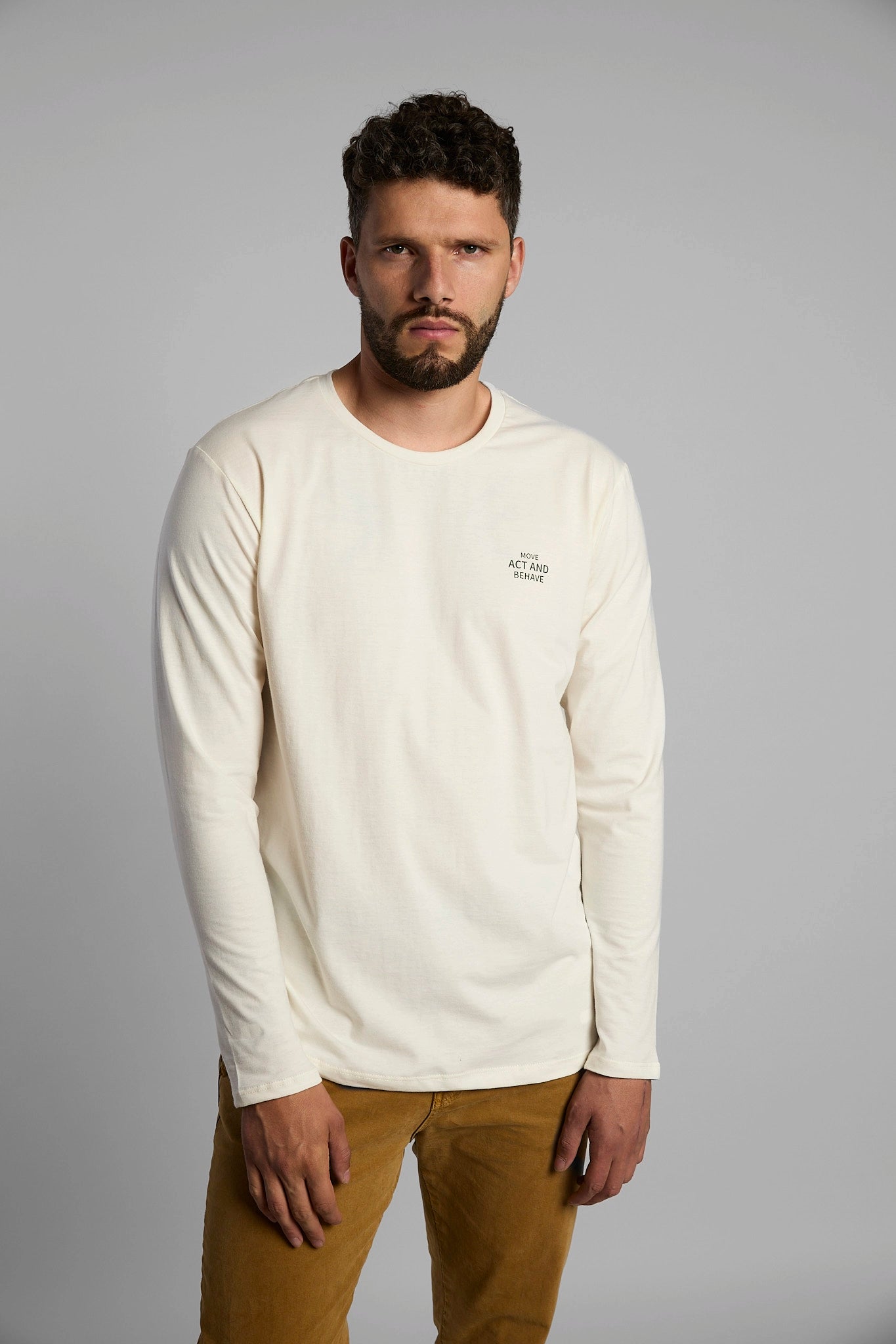 Camiseta hombre algodón orgánico estampado regular fit color blanco