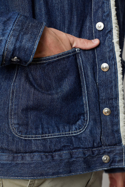 Chaqueta de jean indigo sherpa