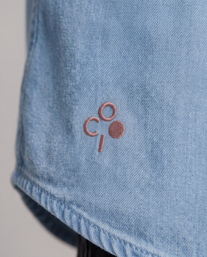 Camisa Jean Button Down Azul Claro