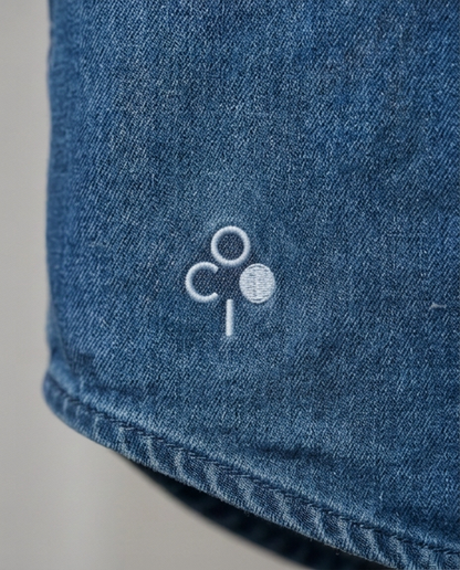 Camisa Jean Button Down Azul Medio