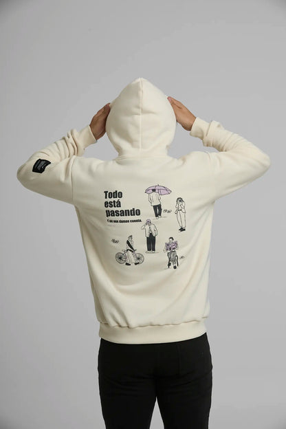 Hoodies Cerrado Todo Esta Pasando — hoodie sostenible unisex hecha en Colombia, detalle tejido | Cíclico