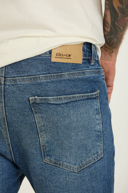 Jeans crop azul medio