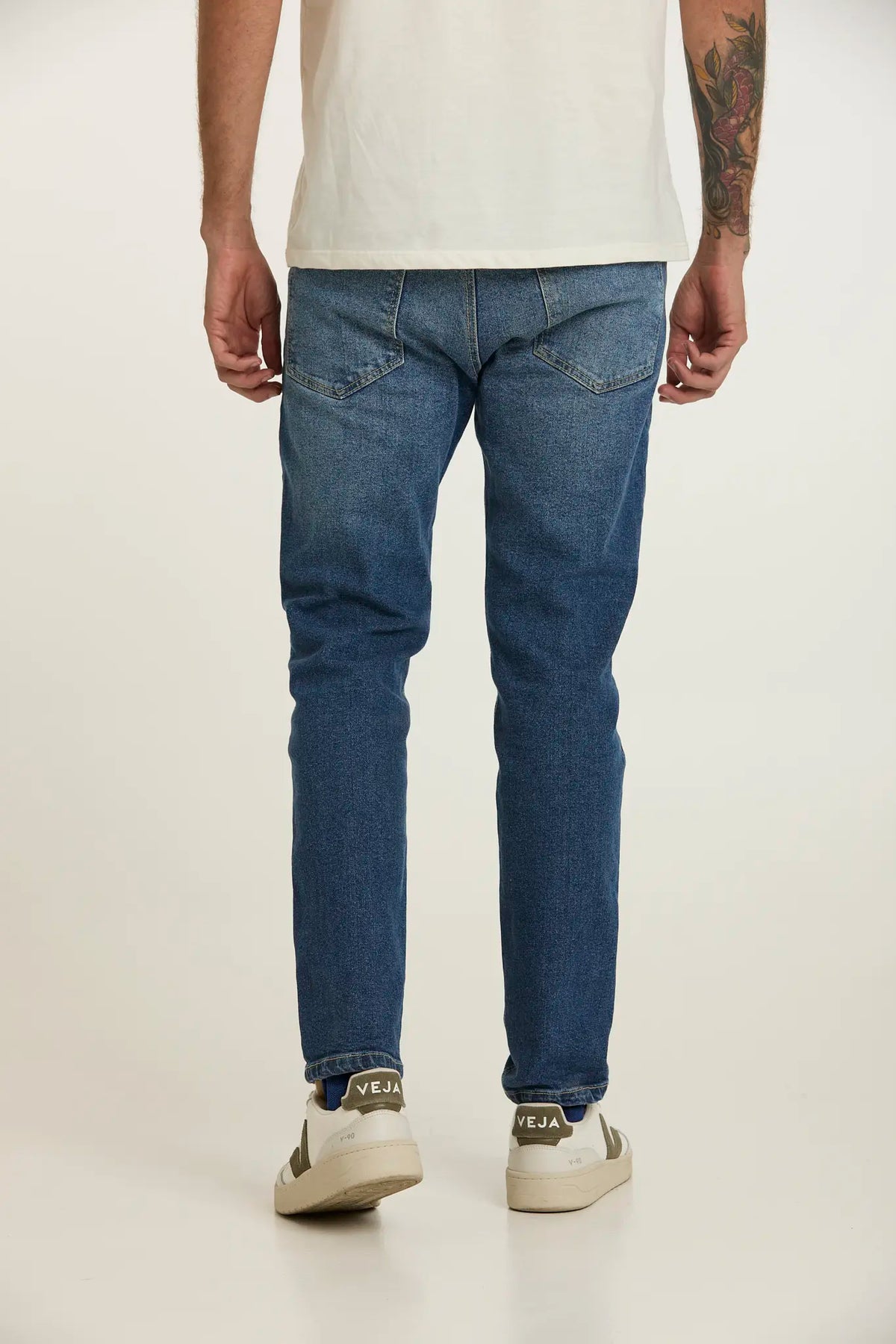 Jeans crop azul medio