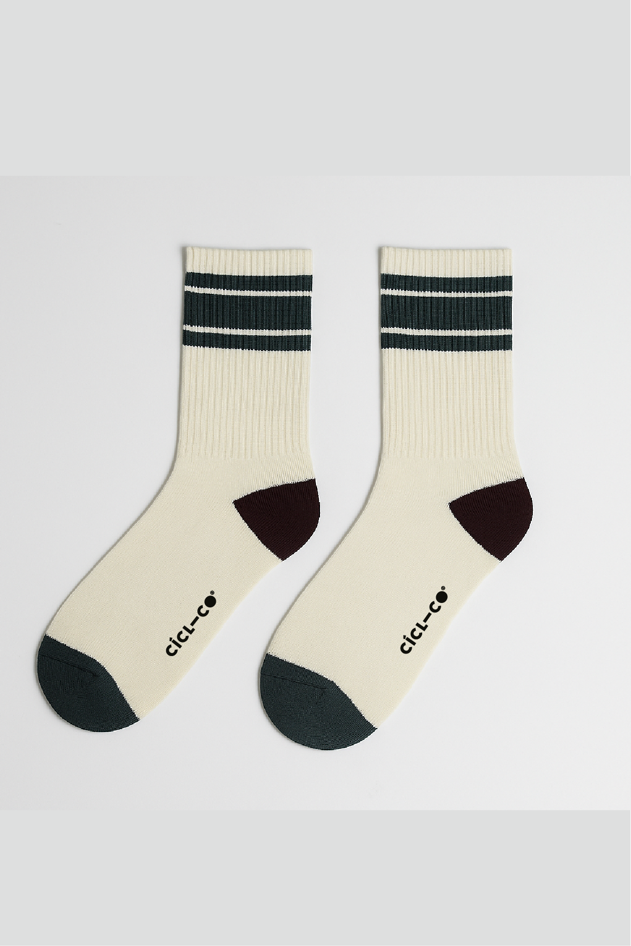 Medias Cortas Blanco Raya Gris Retro