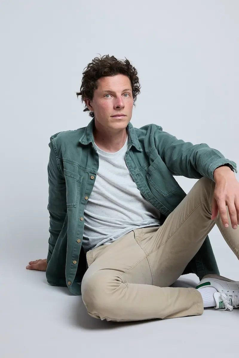 Sobrecamisa hombre algodón color verde oscuro