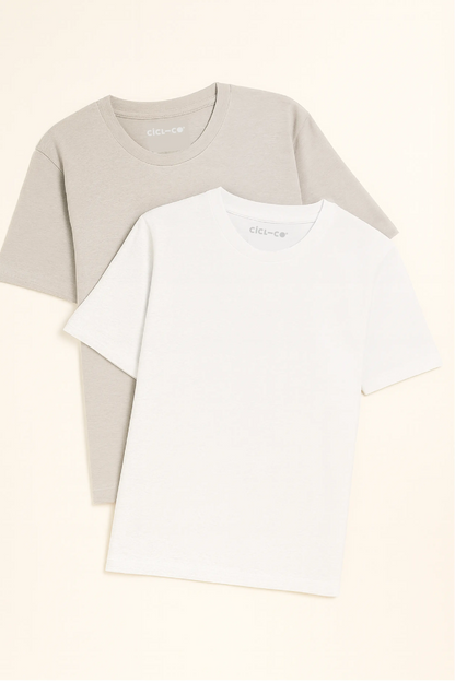 Pack camisetas básicas blanco/gris