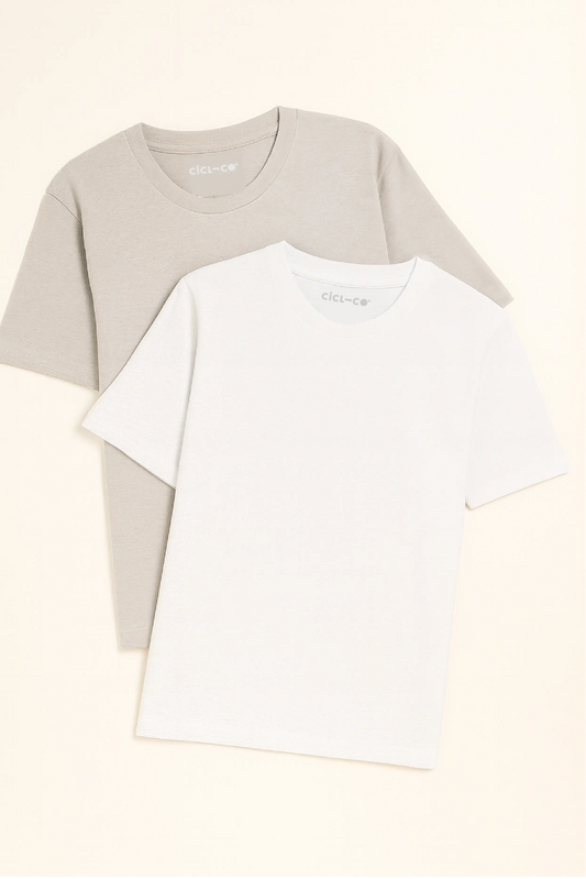 Pack camisetas básicas blanco/gris