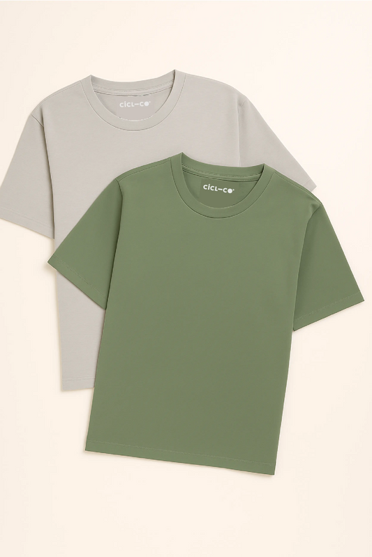 Pack camisetas básicas gris/verde